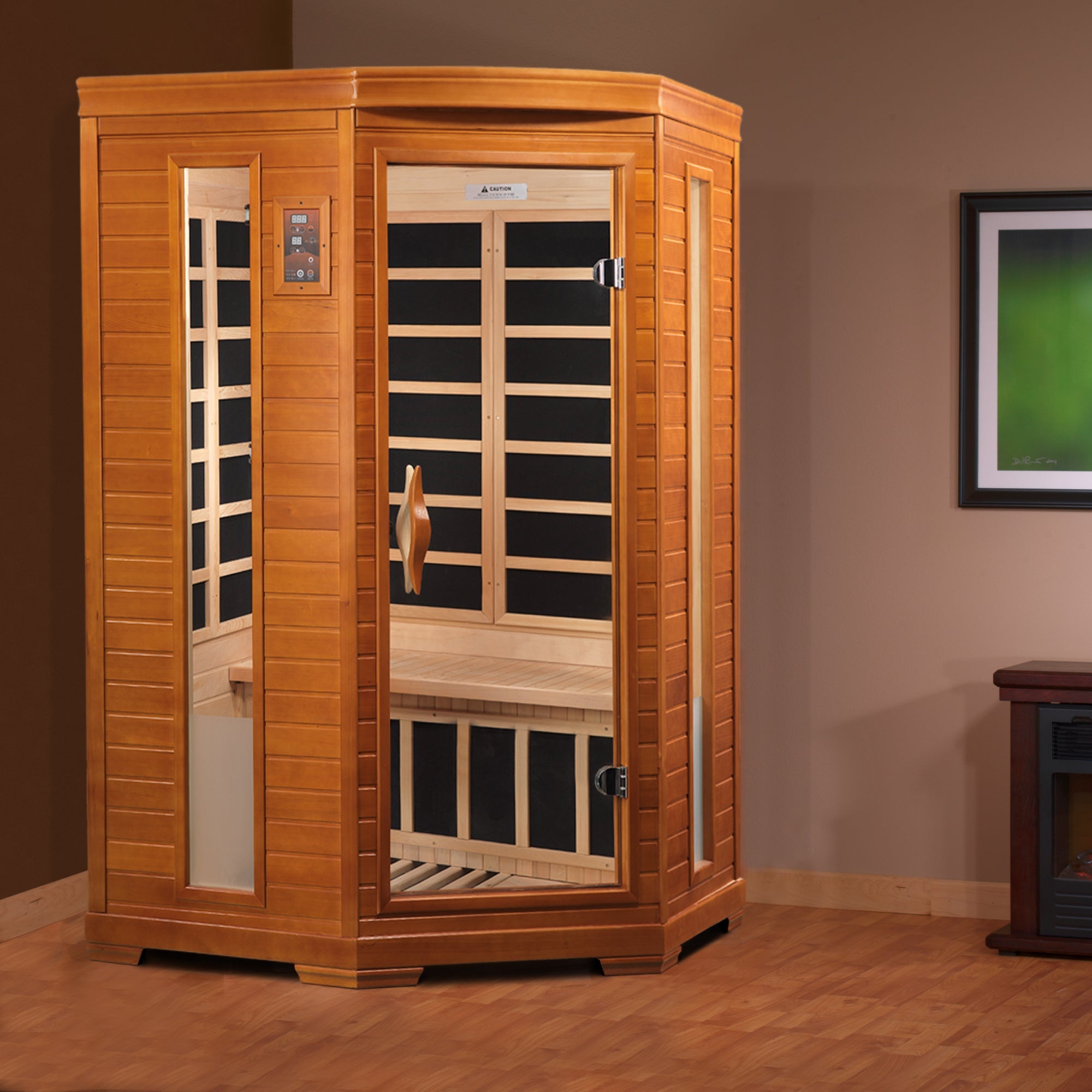 Dynamic Heming DYN-6225-02 2-Person Corner Infrared Sauna - Lifestyle View