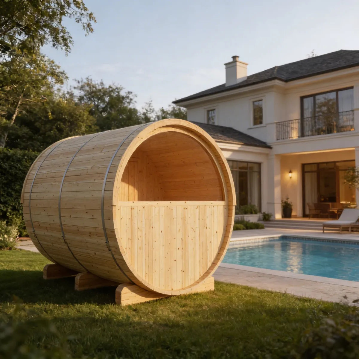 Vassa Finnish Barrel Sauna with WiFi Heater - Finnish Sauna Builders