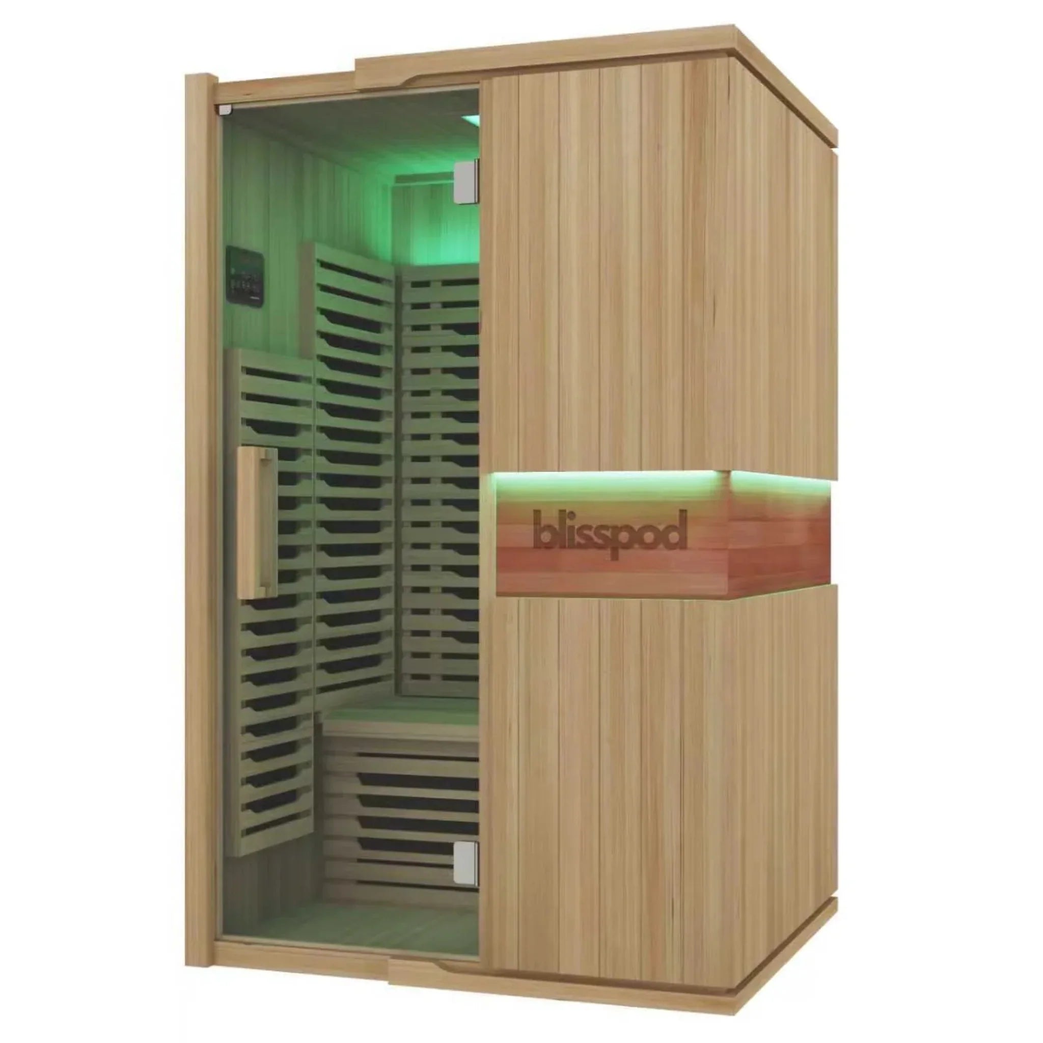 Blisspod | Milano | Full Spectrum Sauna Canadian Hemlock Ultra Low EMF | 6 Far Infrared & Red Glass Heater & Chromotherapy | 2 Person