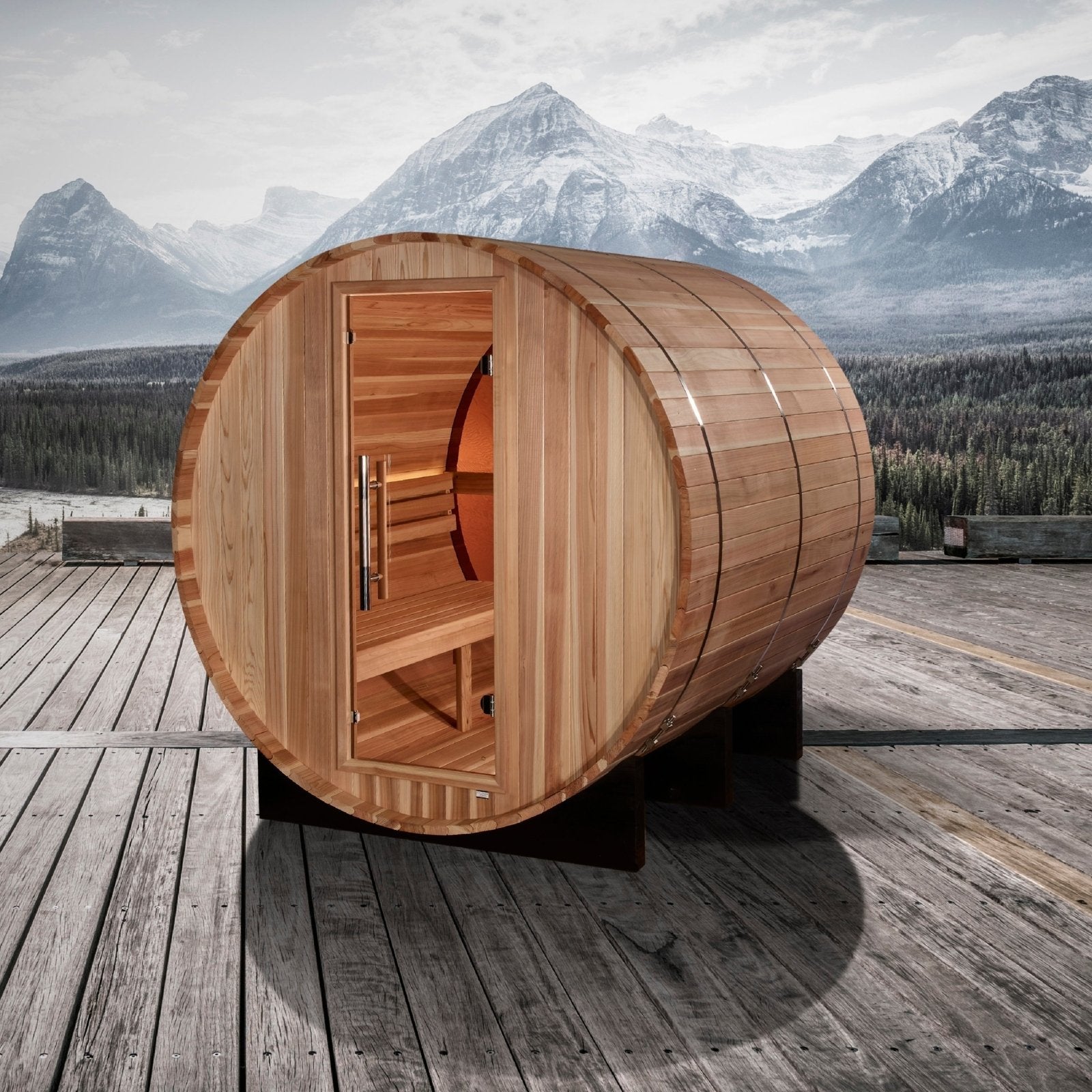 Golden Designs Zurich GDI-B024-01 4-Person Barrel Sauna - Side View