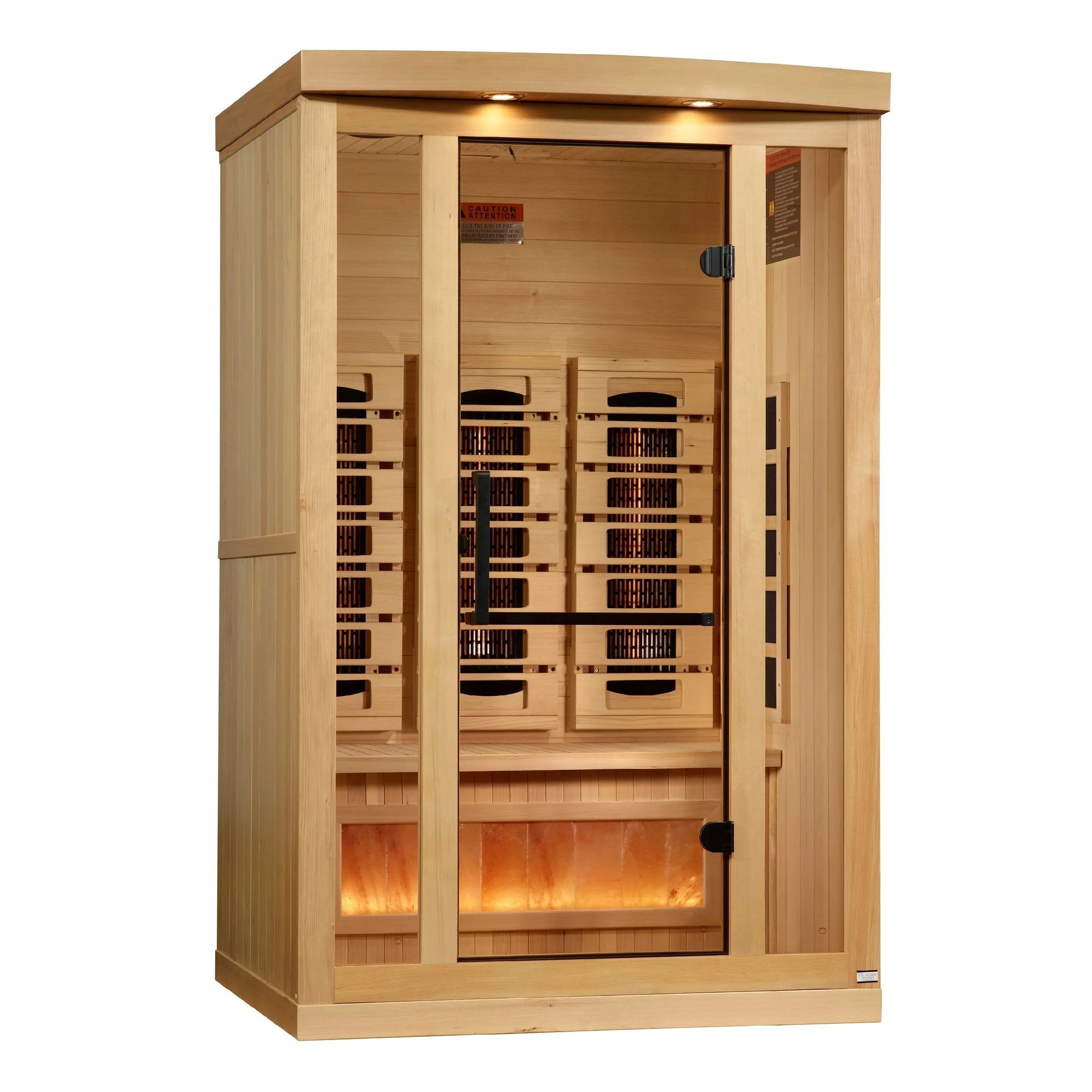Golden Designs 2-Person 2025 Reserve Edition GDI-8020-03 Full Spectrum Sauna with Himalayan Salt Bar - Front View