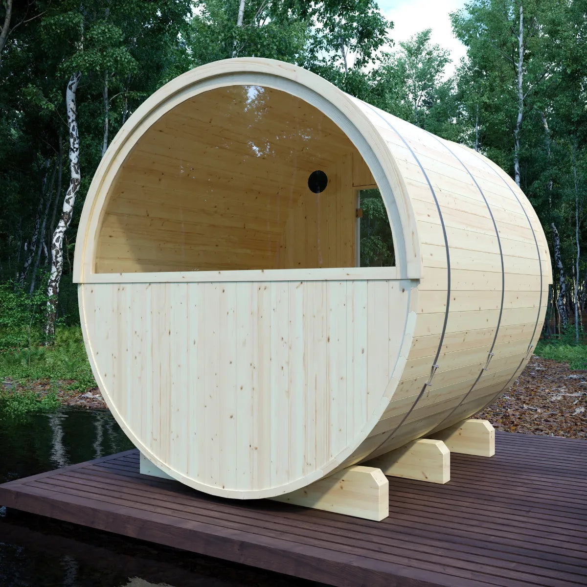 Vassa Finnish Barrel Sauna with WiFi Heater - Finnish Sauna Builders
