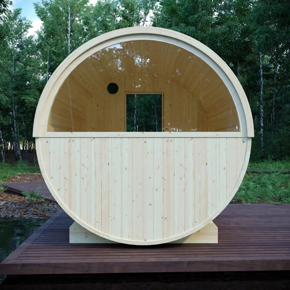 Vassa Finnish Barrel Sauna with WiFi Heater - Finnish Sauna Builders
