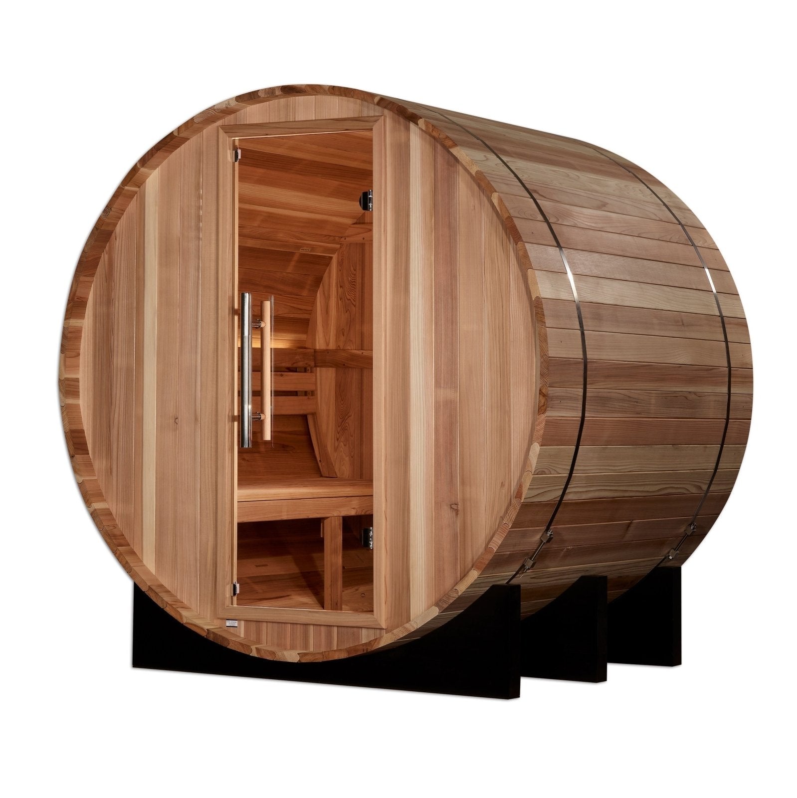 Golden Designs St. Moritz GDI-B002-01 2-Person Barrel Traditional Outdoor Steam Sauna - Front View