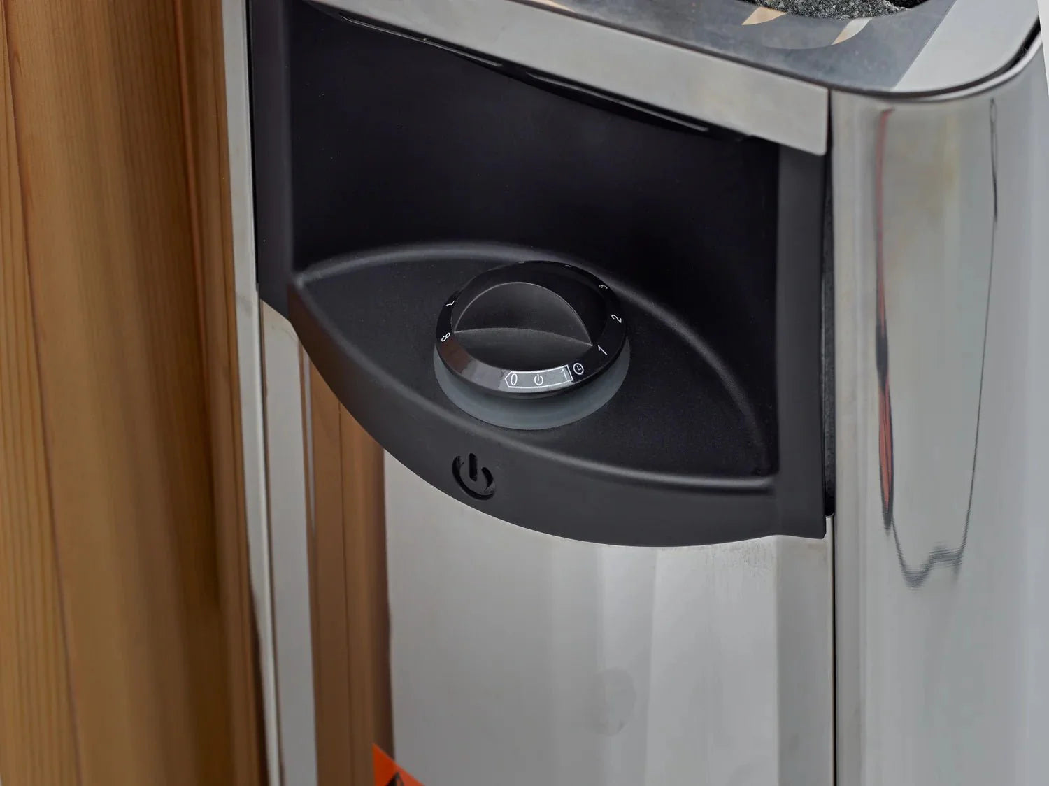 Golden Designs Arosa GDI-B004-01 4-Person Barrel Sauna - Harvia Stove and Stones Detail