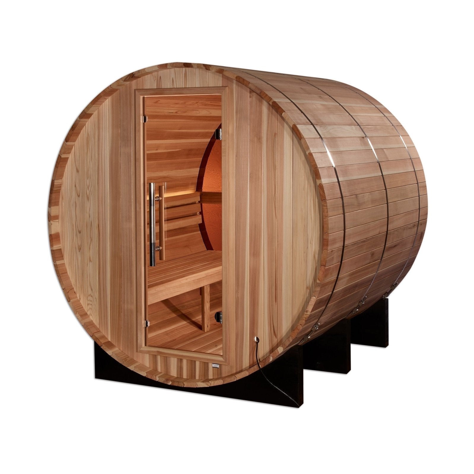 Golden Designs Zurich GDI-B024-01 4-Person Barrel Sauna with Bronze Privacy View - Angle View