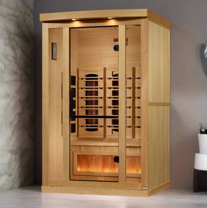 Golden Designs 2-Person 2025 Reserve Edition Full Spectrum Sauna with Himalayan Salt Bar | GDI-8020-03