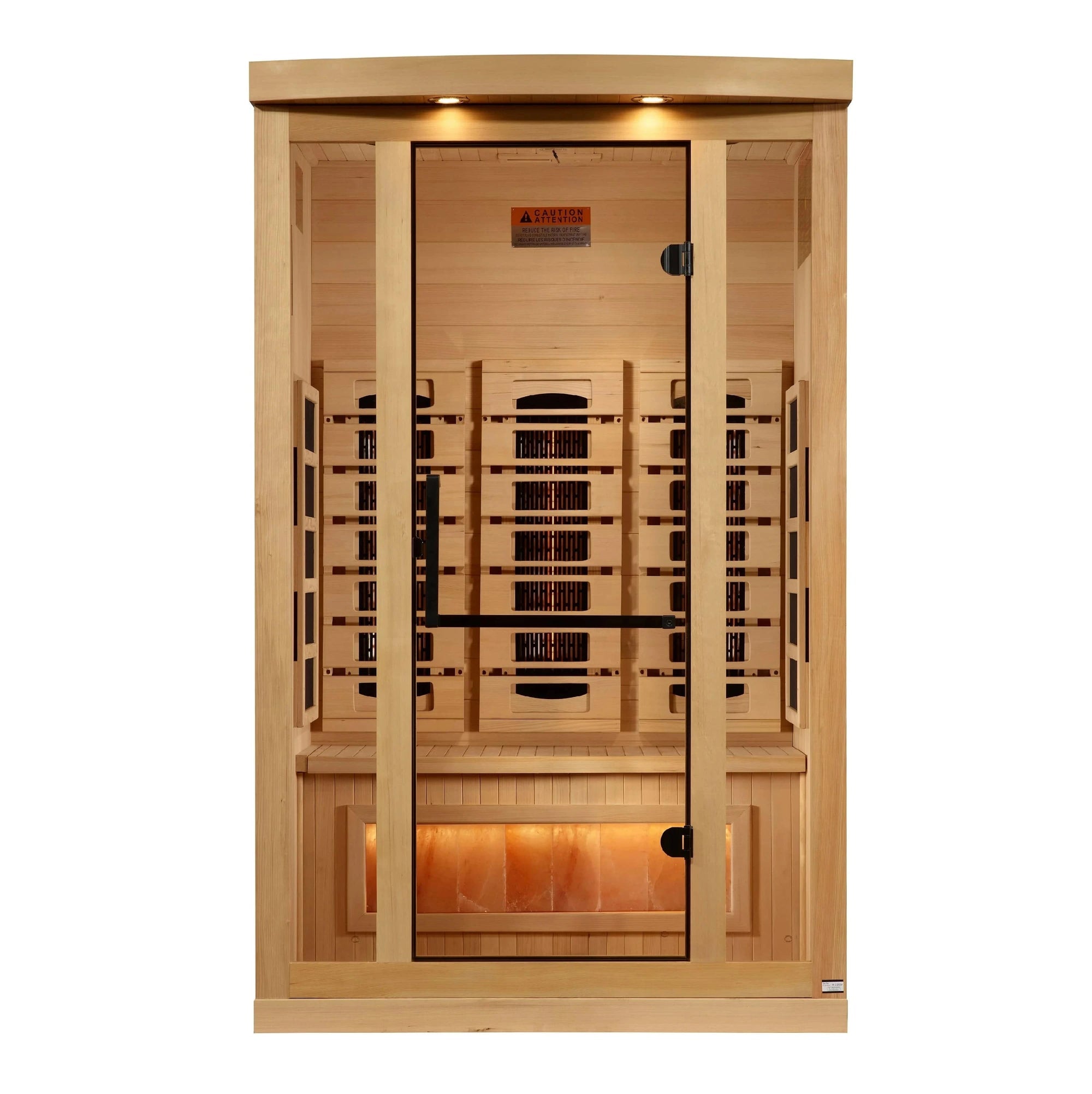 Golden Designs 2-Person 2025 Reserve Edition GDI-8020-03 Full Spectrum Sauna with Himalayan Salt Bar - Interior View