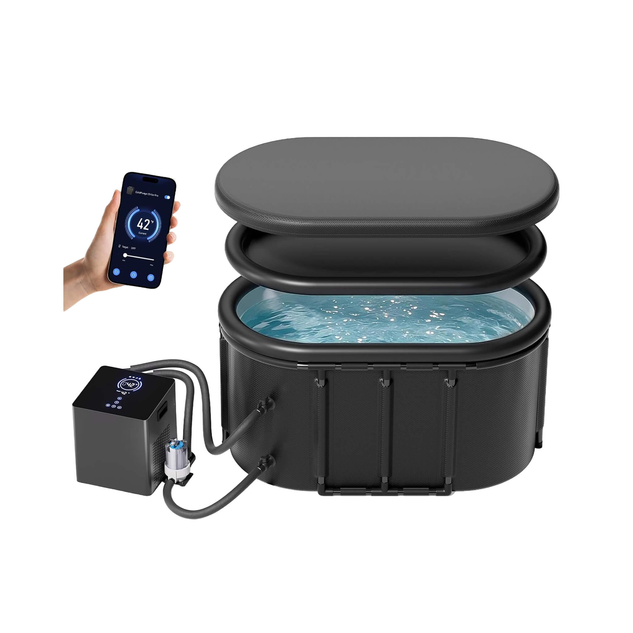 FCP Premium 2XL 148 Gal Cold Plunge Tub Kit With 1/3 HP Chiller, Filter, And Pump (SAK70245)
