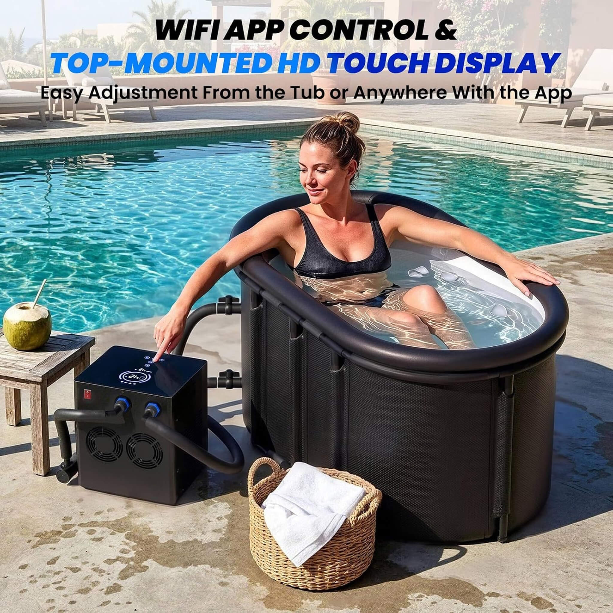 FCP Premium 2XL 148 Gal Cold Plunge Tub Kit With 1/3 HP Chiller, Filter, And Pump (SAK70245)
