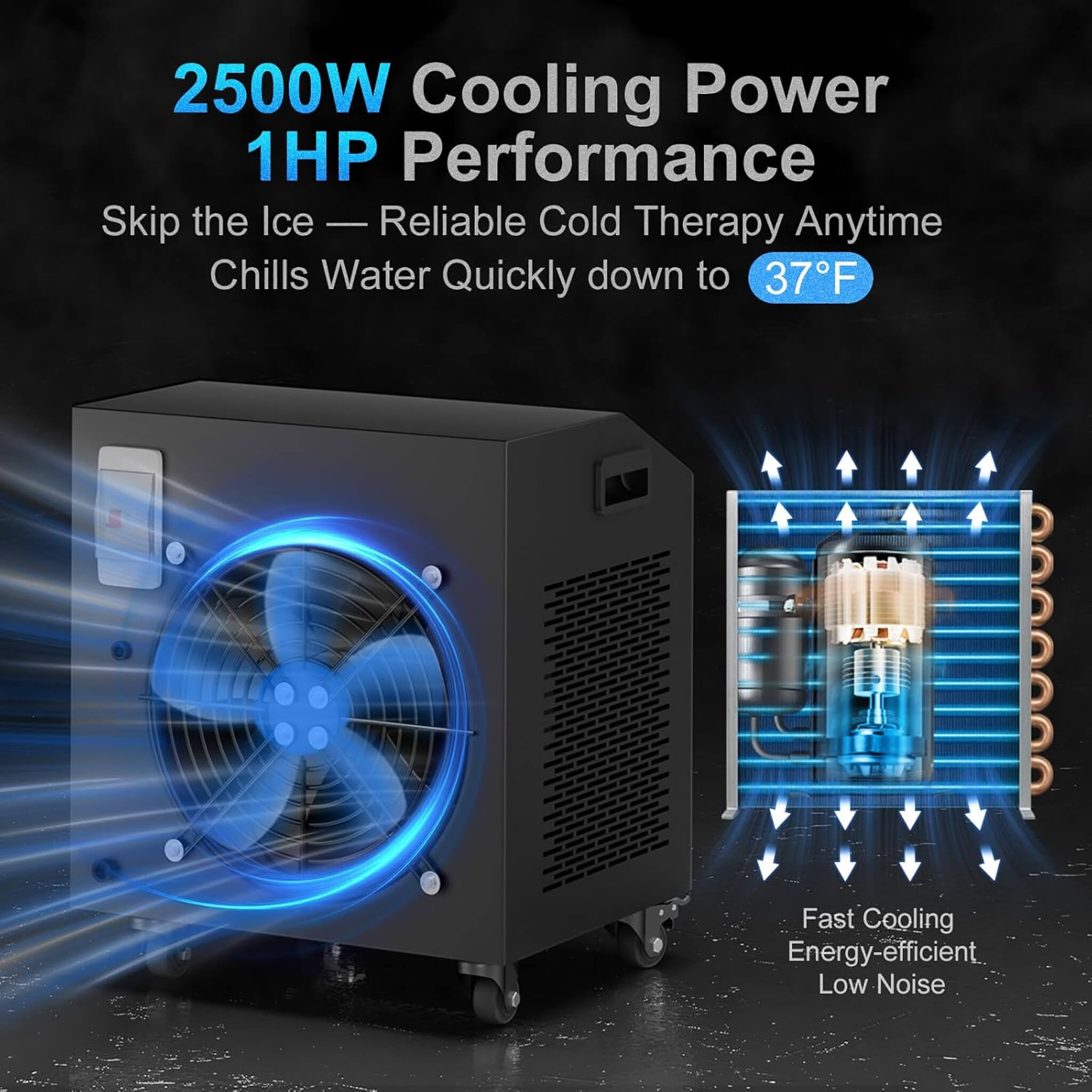 FCP Premium XL 120 Gal Cold Plunge Tub Kit With 1HP Chiller, Filter, And Pump (SAK92632)